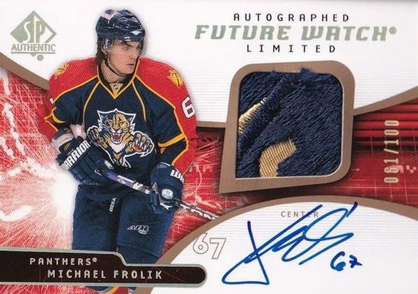 AUTO RC patch karta MICHAEL FROLÍK 08-09 SP Authentic Autographed Future Watch Limited /100